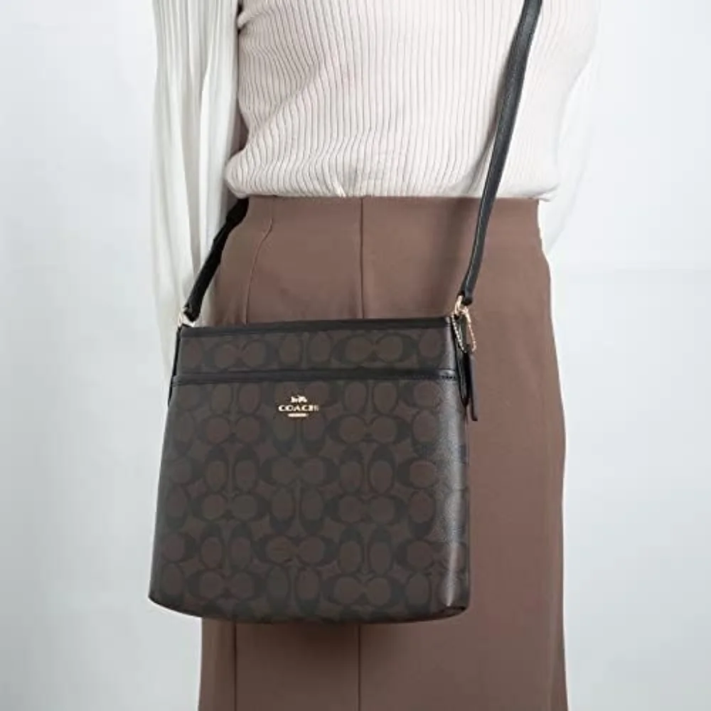Coach Signature Sacoche Brown and Black Crossbody Bag F29210